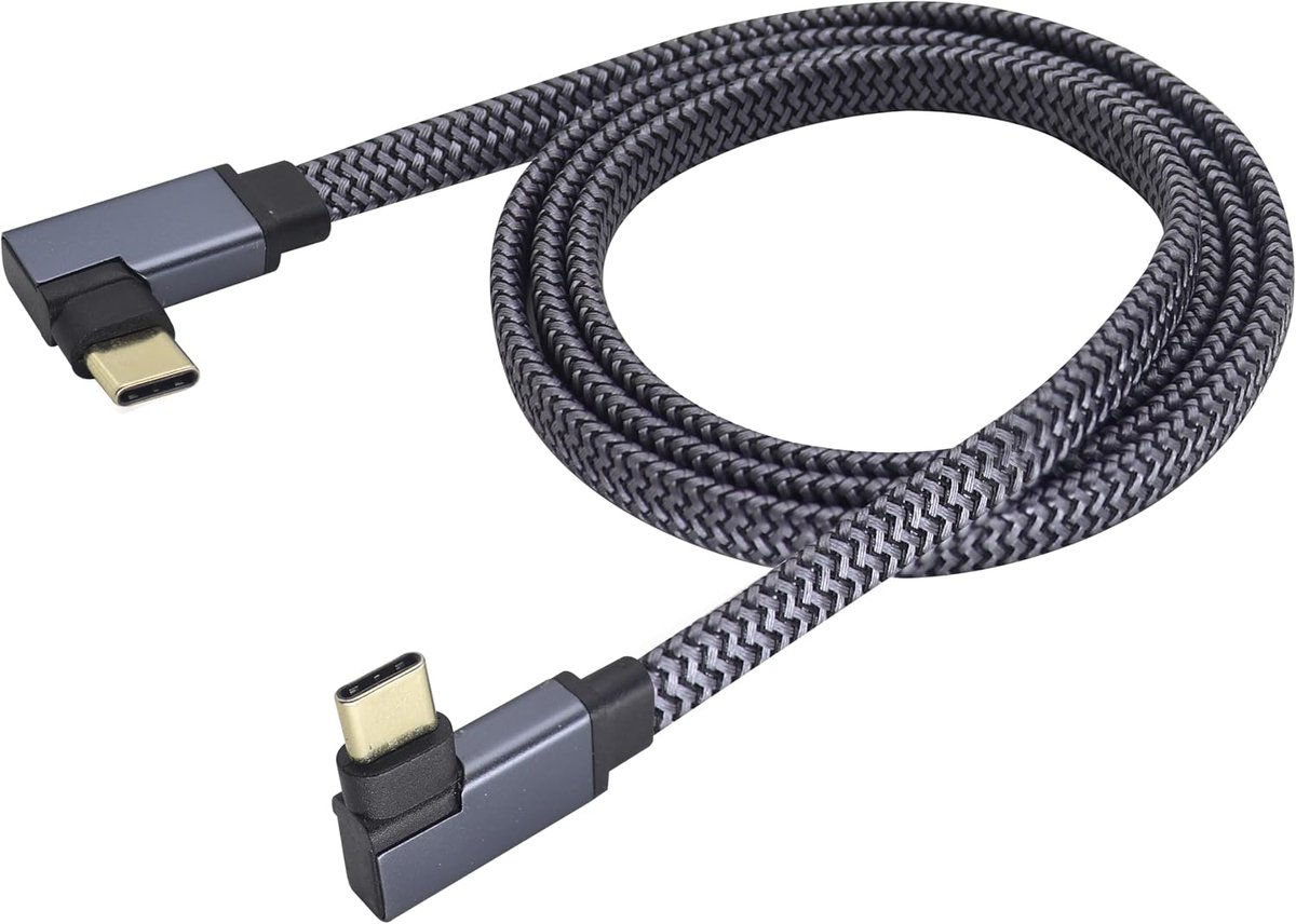 90 graden Type C USB 3.1 Adapter Verlengsnoer Links USB C3.1 naar Rechts USB Type C3.1 Opladen en synchroniseren Compatibel voor iPhone 15, MacBook Air M2/M1/Pro, iPad Pro/Air Dell XPS