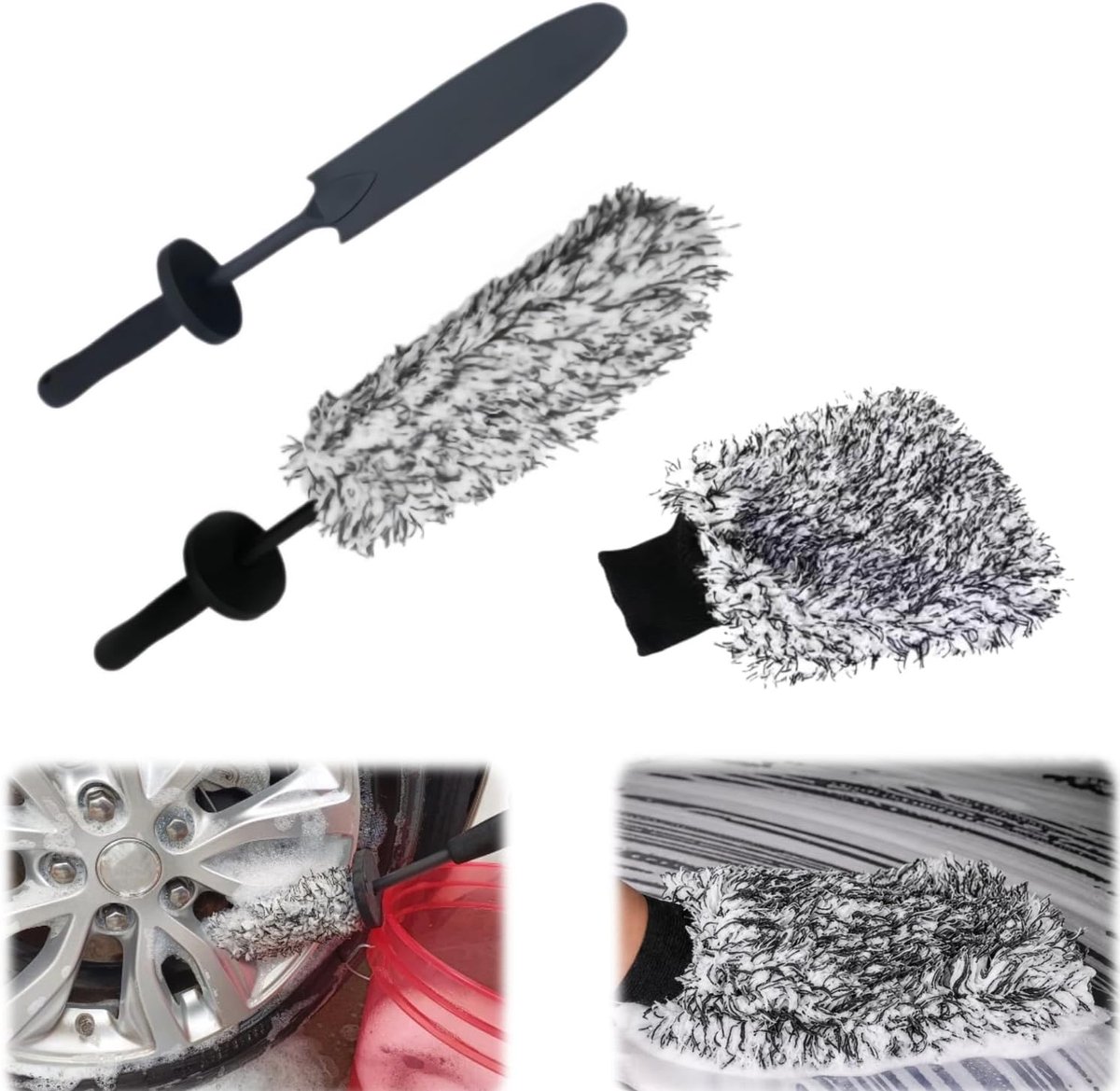 2 stuks autowashandschoen, effectieve microvezel velghandschoen, microvezel handschoen, velgenborstel, autovelgenborstel, washandschoen, autovelgenborstel, microvezel, velgenborstel