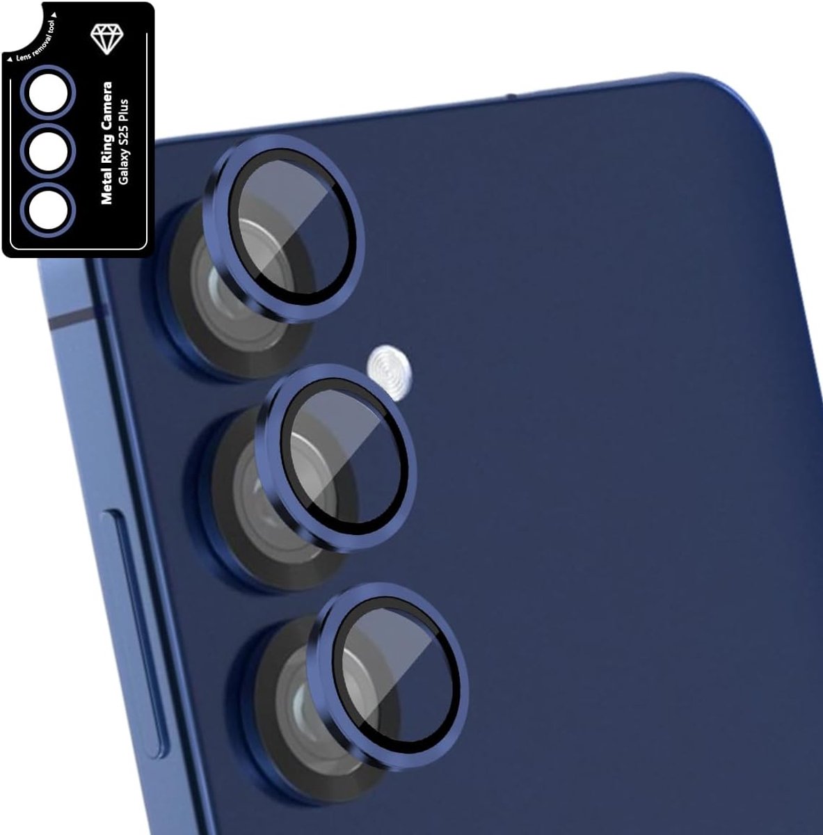 Camerabeschermfolie voor Samsung Galaxy S25+ / S25 Plus 5G, 1 stuks, displaybeschermfolie van gehard glas, hardheid 9H, HD, helder, krasbestendig, transparant, onbreekbare metalen ring