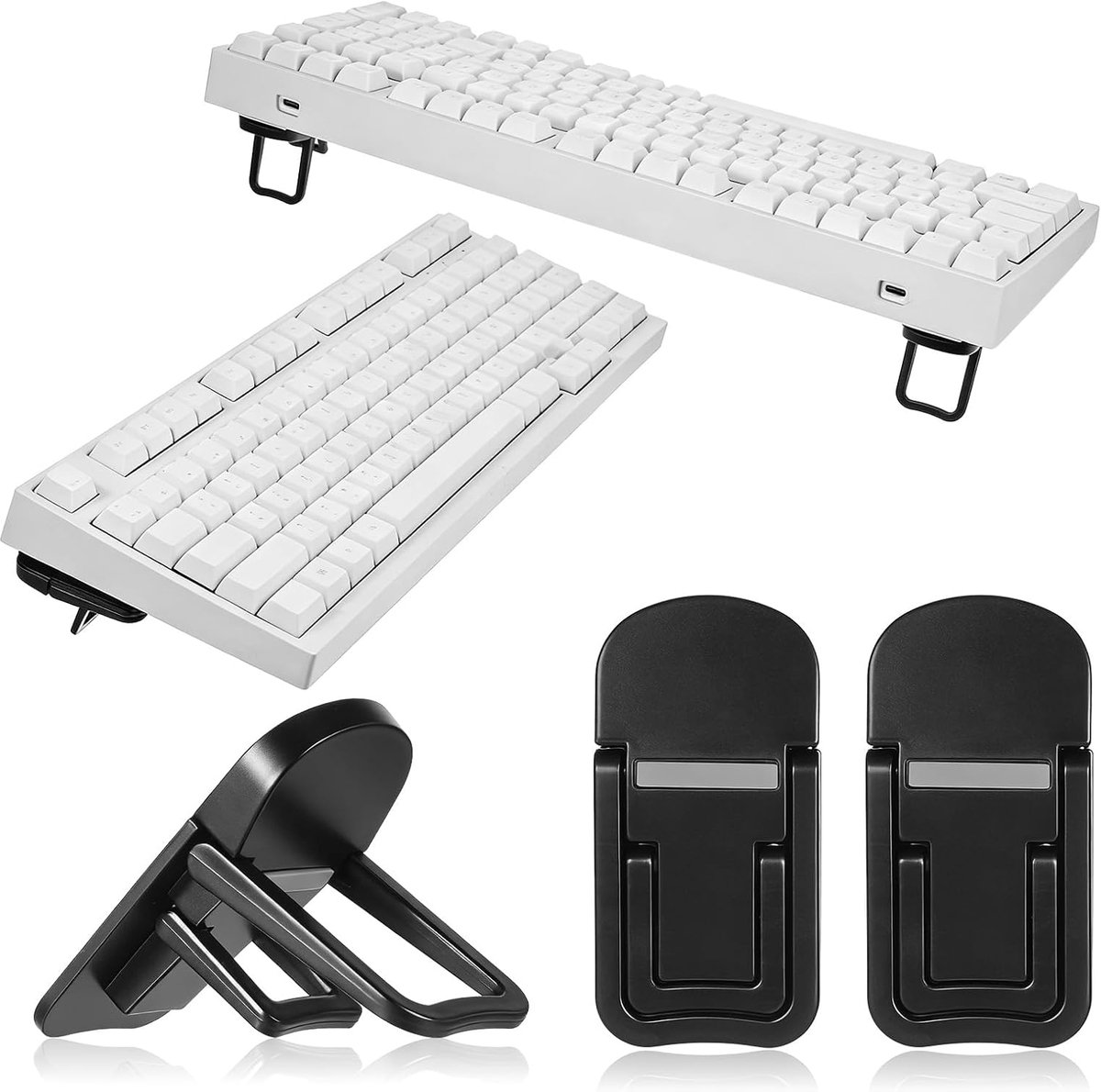 2 stuks toetsenbordstandaard, toetsenbordstandaard, plastic, verstelbare toetsenbordverhoging, onzichtbare toetsenbordstandaard, opvouwbare laptop, zelfklevende toetsenborden, riser voeten