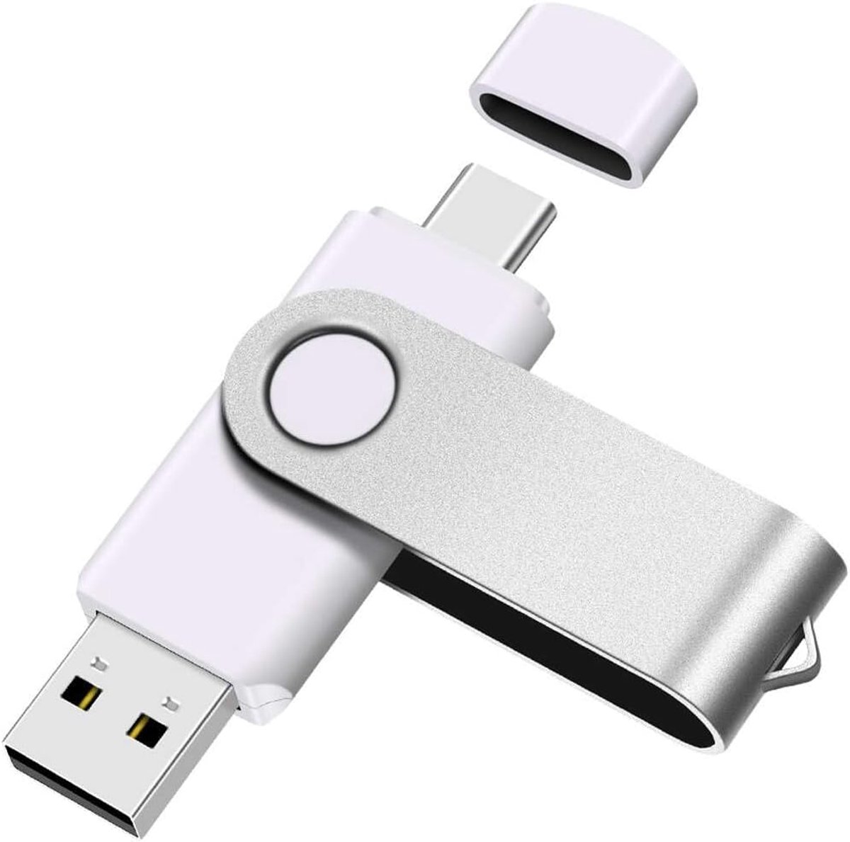 C Flash Drive 16 GB - OTG Pendrive Met USB 2.0 en Type C Aansluiting - Metalen Geheugenstick Voor Android Smartphones - Wit