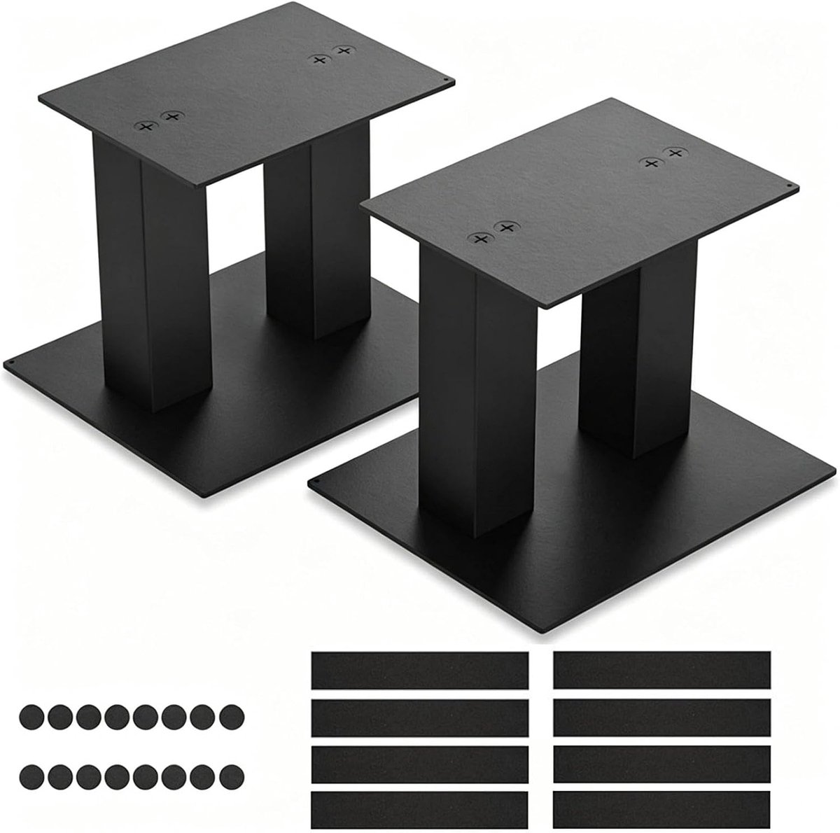 2 stuks desktop-audio-standaard, hoogte 25 cm, metalen luidsprekerstandaard met antislip en schokabsorberende pads, desktopluidsprekerstandaard voor computer en boekenkast, luidsprekers (zwart)