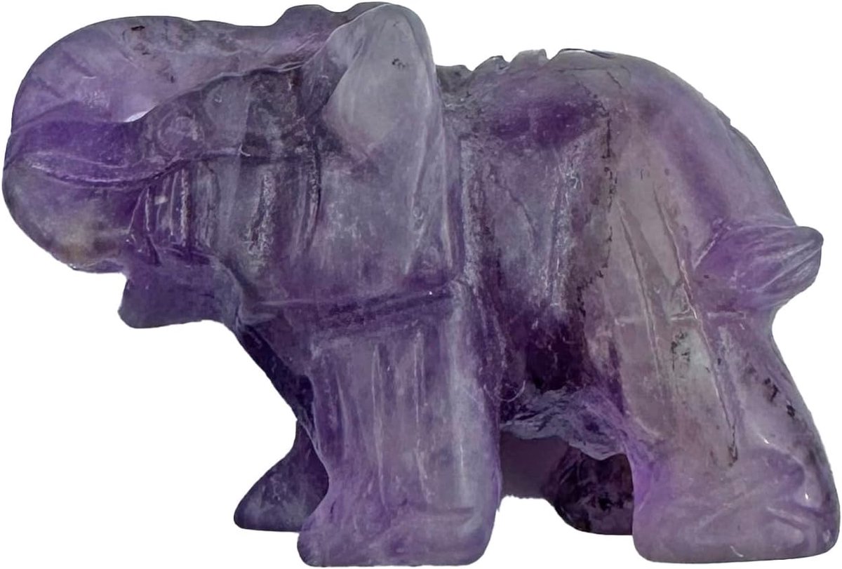 Kristallen olifantenfiguren, natuurlijke olifant gesneden, olifanten kristallen figuren, olifanten wooncultuur (Amatist)