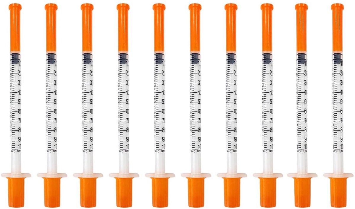 Set van 10 steriele kunststof buizen 1 ml/cc, [1 ml] 30 g x 13 mm, schaalbaar, veelzijdig meetgereedschap en industrieel gebruik, ideaal voor levensmiddelen, oliën, inkten, parfums, niet medisch