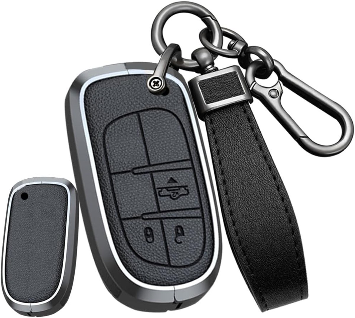 Autosleutelhoes geschikt voor Chrysler 300C Jeep Renegade Compass Grand Cherokee Dodge FIAT 500X sleutelhanger sleutelcover accessoires 3 toetsen -B sleutel