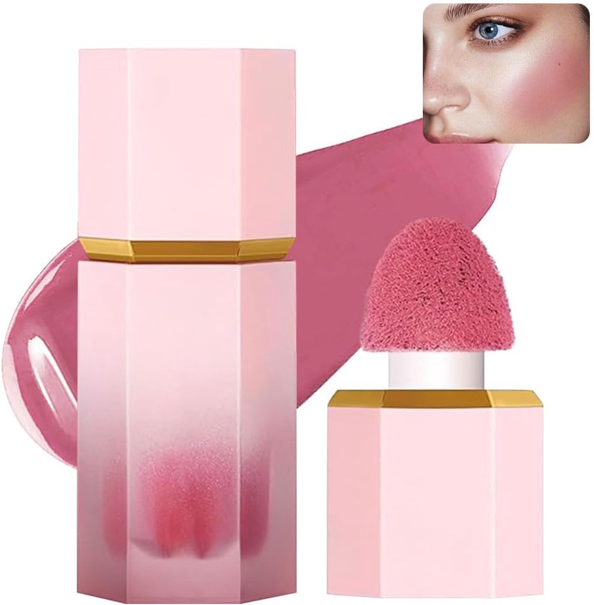 Blush Vloeibare Crème Blush Natuurlijke Look Zacht Ademend Licht Hydraterend Waterproof Langhoudend Veegvast voor Gezicht Lippen Ogen (#04/#06)