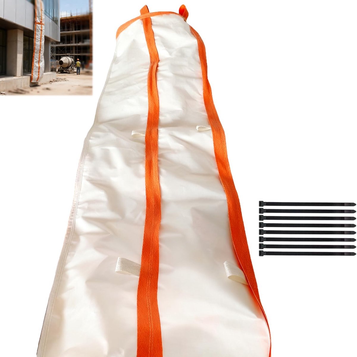 Glijbaan voor bouwafval, 400 cm, met 8 kabelbinders, voor het vervoer van betonresten, afval, oranje-rood