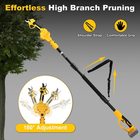 Panthem 2-in-1 accu-takkenschaar, telescopische elektrische snoeischaar, compatibel met Dewalt 18V 20V, maximaal bereik tot 4,1 m, 43 mm snijopening, borstelloze motor (zonder batterij en oplader) — afbeelding 5