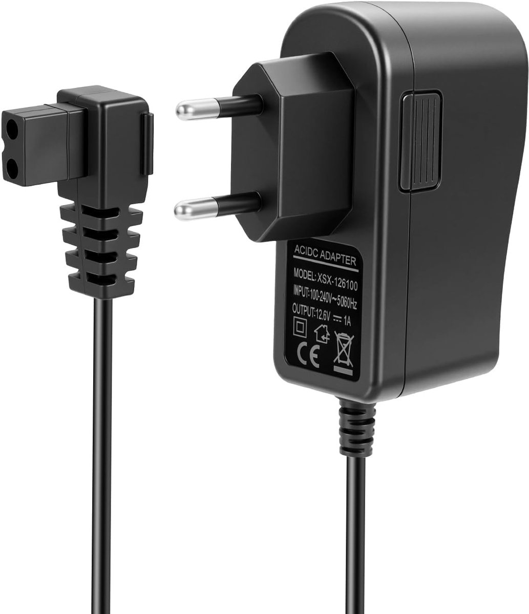 Oplader voor Steinbach Poolrunner Battery Basic 2.0 zwembadrobot, 12,6 V 1 A voeding oplader constante stroom constante spanning met draailicht laadvoeding en 2 m oplaadkabel voor zwembadstofzuiger