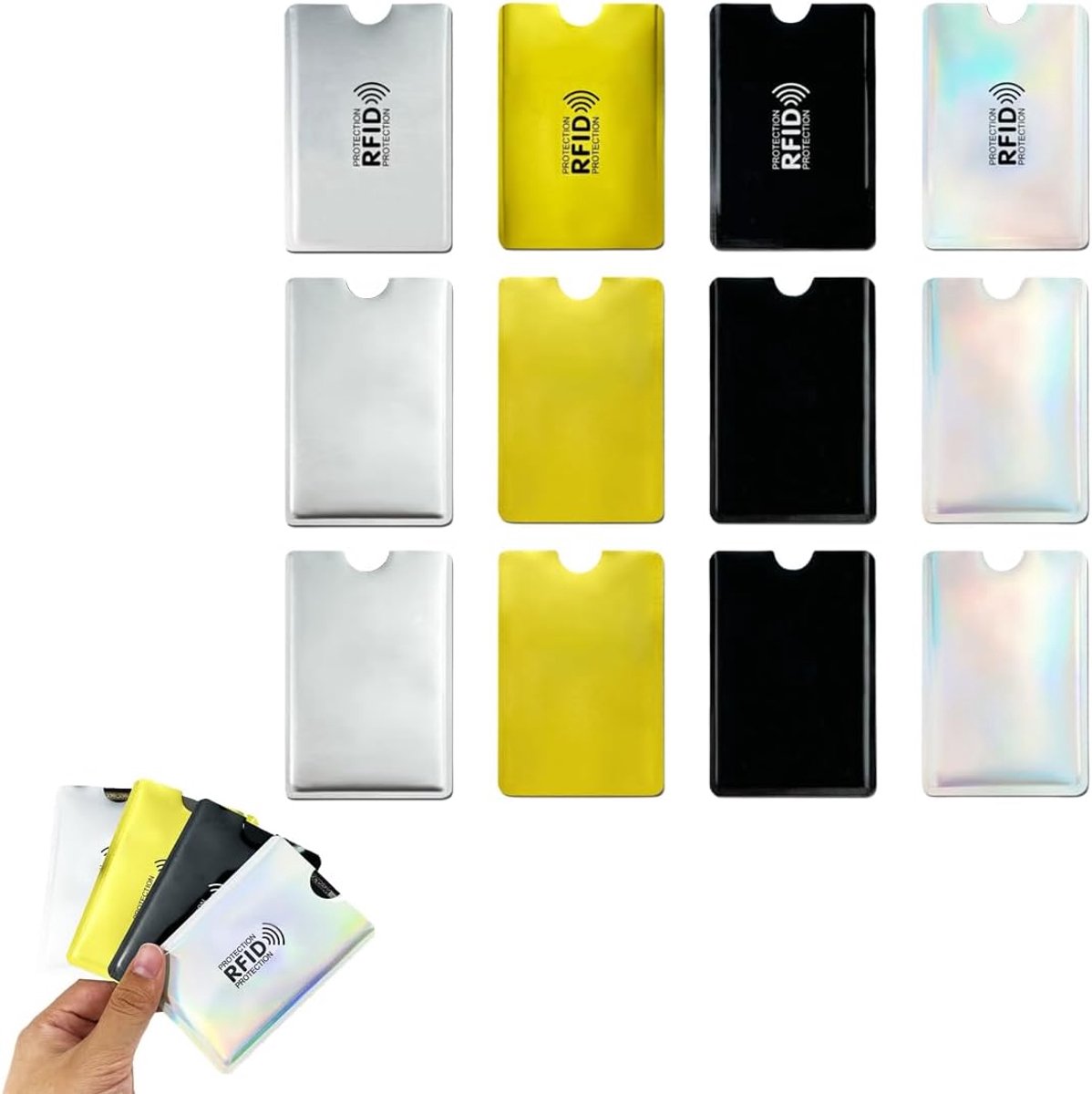 12 stuks kleurrijke RFID-kaarthouders, RFID-blokkerende hoezen, creditcardhoesjes, RFID-ID-kaarthouder, voor dames en heren (9,1 x 6,3 cm)