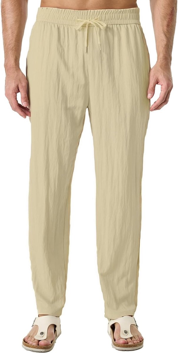herenbroek, licht voor de zomer, losse pasvorm, vrijetijdsbroek met zakken, ideaal voor vakantie en strand, broek met trekkoord