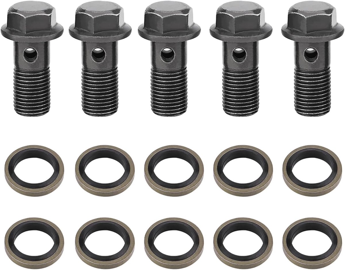 5 Stuks M10 * 1,0 Mm Motorfiets Banjo-bouten En Ringen Ijzer Geschikt Voor Remklauw Hoofdcilinder(M10×1mm)