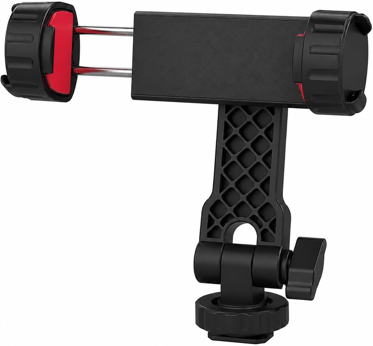 Telefoonhouder voor statief met dubbele koude klep, 360° draaibare telefoonhouder, universele bevestiging 1/4 voor statief, camera, vlog, foto, video