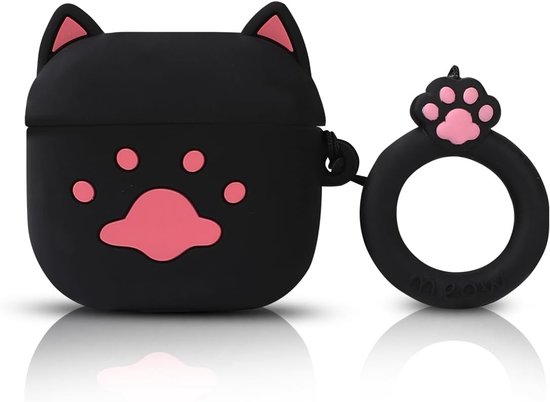 Compatibel met Apple AirPods 4 Hoesje, Beschermhoes, Grappig Schattig Cartoon Afdekking met Sleutelhanger (Zwarte Kat) LEWOTE Compatibel met Apple AirPods 4 Hoesje, Beschermhoes, Grappig — afbeelding 2