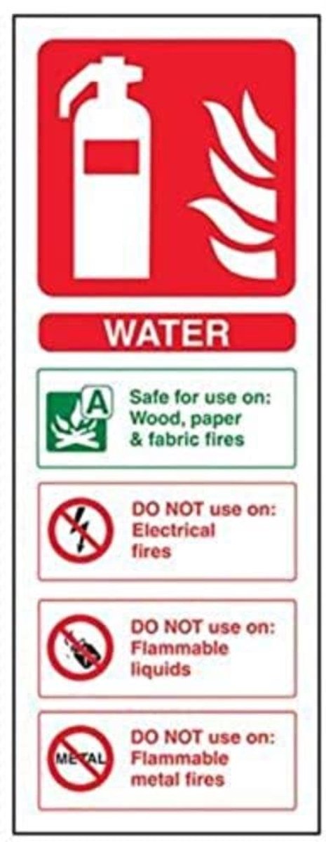 Water-ID Brandblusser - 100mm x 280mm - 2mm Rigid Plastic