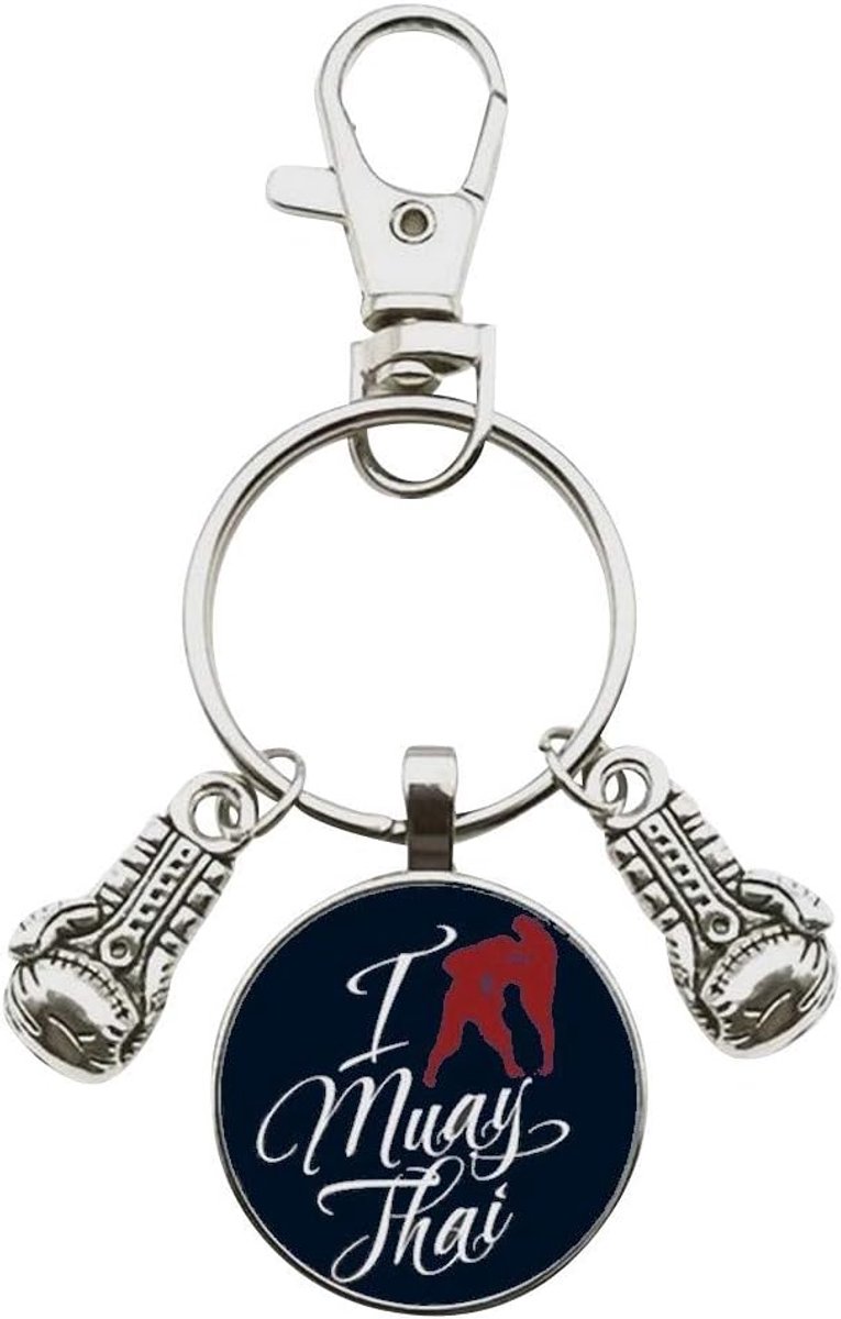 Love Muay Thai tas sieraden en bokshandschoenen met karabijnhaak., zilver., M