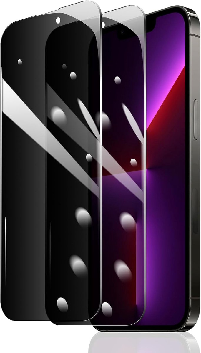 2 stuks privacybeschermingsfolie voor iPhone 16e/13/13 Pro/14, anti-spionage pantserfolie, displaybeschermingsfolie van gehard glas, anti-kras
