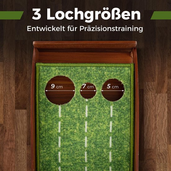 Golf Putting Mat Putting Training Hulpmiddel met Automatische Balterugloop 3 Maten Gaten en 3 Golfballen voor Binnen- en Buitentraining van GOLF — afbeelding 2