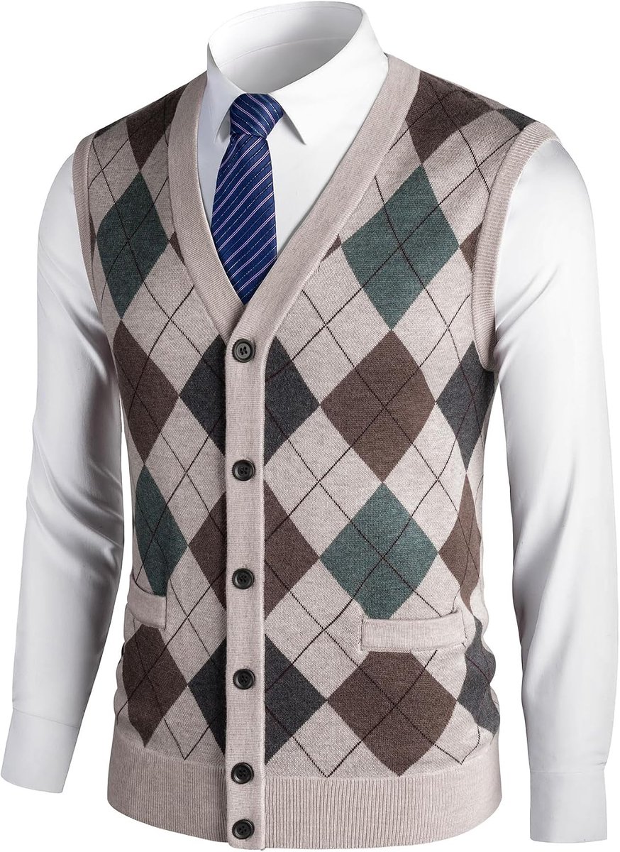 Argyle trui, vesten, klassieke V-hals, gebreide mouwloze trui, herfst, winter, warme tanktops