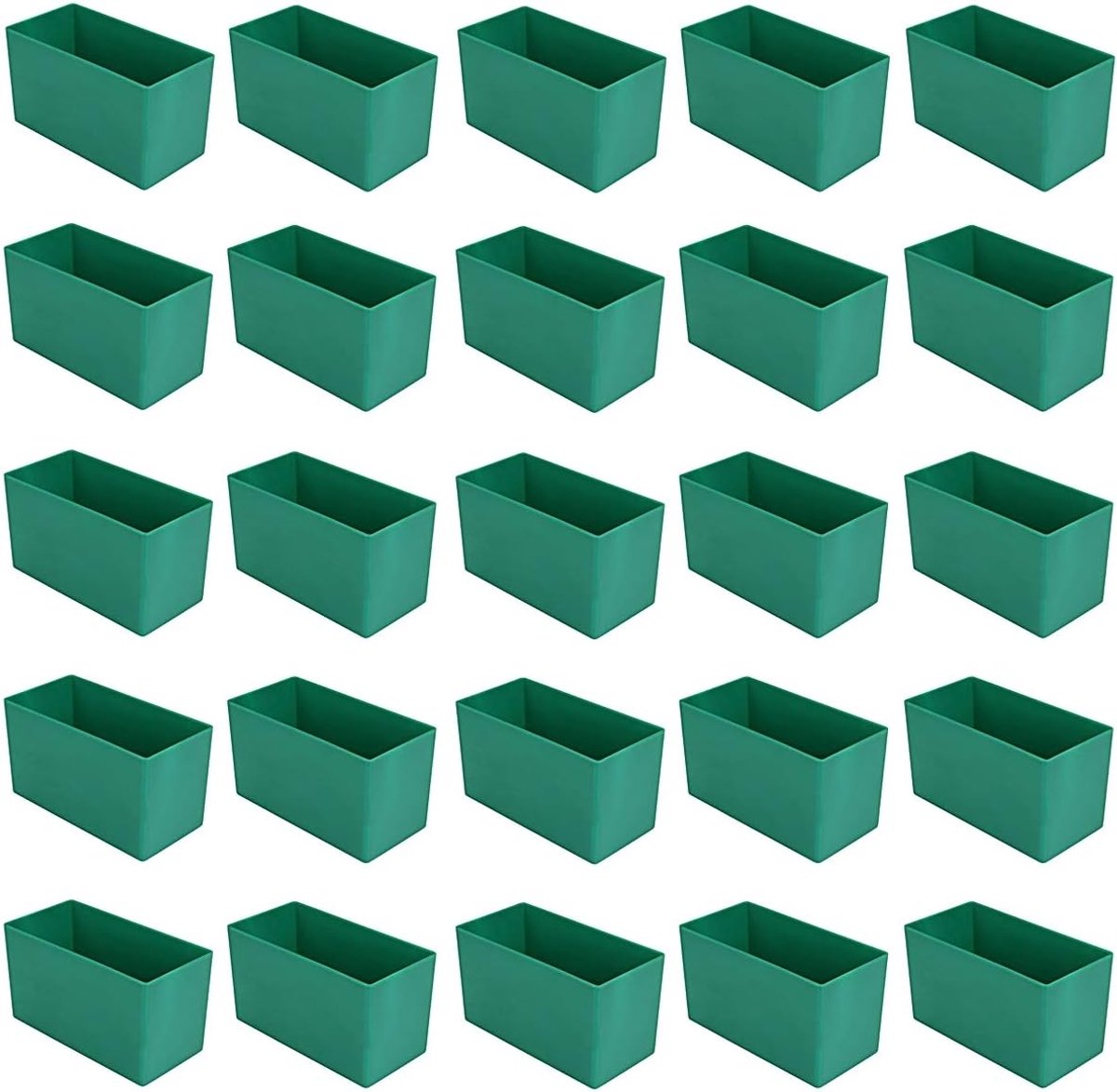 25 stuks inzetbakken E63/2, 108x54x63 mm, groen, industriestandaard, voor laden, assortimentsboxen etc., gemaakt van hoogwaardig slagvast polystyreen