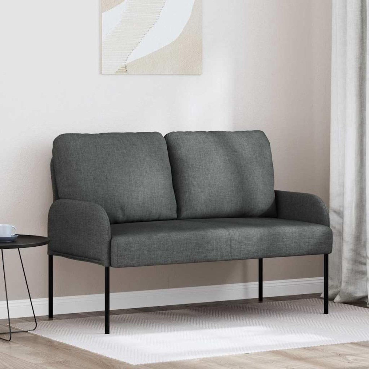 Zitbank met kussen 110 cm donkergrijs multiplex sofa modern voor woonkamer met stevig frame en polyester bekleding