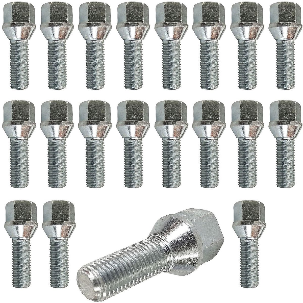Bouten, kegelvormig, zilver, M12 x 1,5, 40 mm