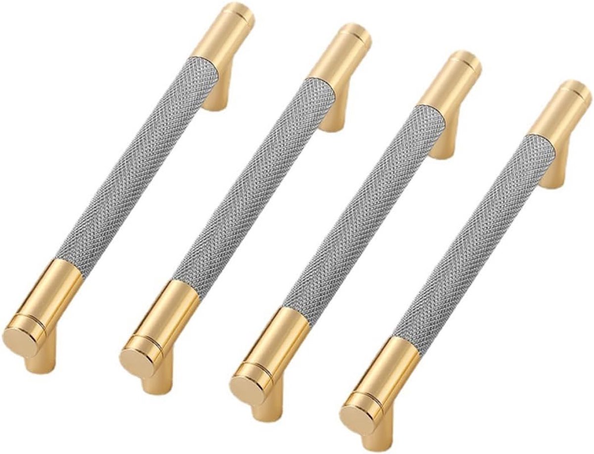 4 stuks gekartelde kastgrepen, meubelgrepen, deurgrepen, keuken, ladegrepen, keukengrepen, 158 mm, voor keukenkasten, commode, kast