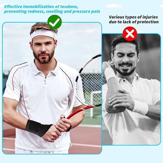 Fitness, ademende bandage pols voor polsverstuikingen voor peesschedeontsteking of sport voor linker- of rechterhand — afbeelding 3