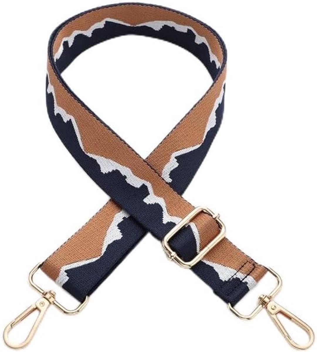 3,8 cm verstelbare tasriem voor handtassen, vervangende draagriem met karabijnhaak, draagriem, schouderriem met gebreid patroon, voor tassen, handtassen, schouderriem, heren, doe-het-zelf accessoires, donkerblauw + bruin