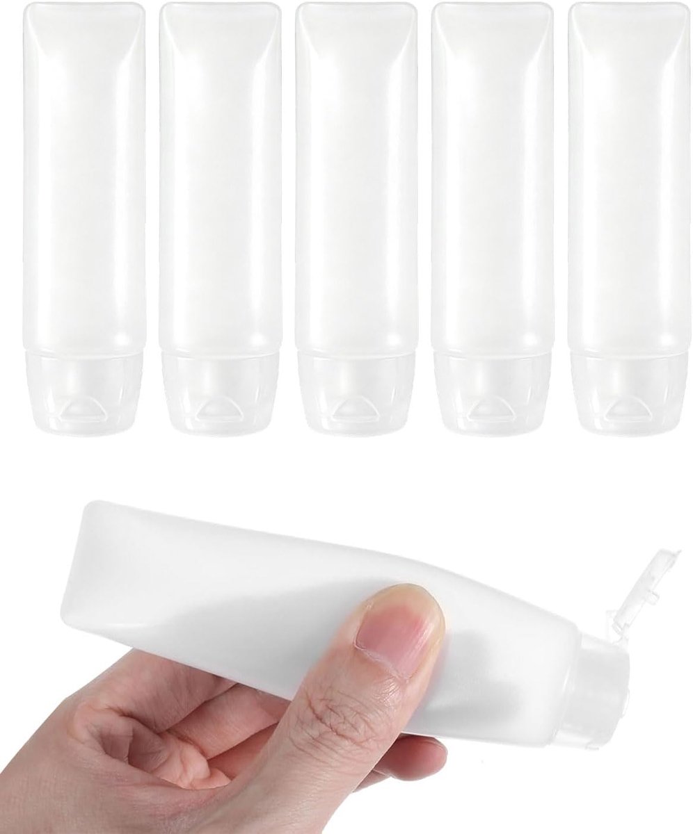 5 stuks lege opvulbare buizen 30ml met flip cap, reisflessen voor shampoo lotion crème, reis cosmetica container set, uitloopveilige siliconen buizen voor toiletartikelen in de handbagage