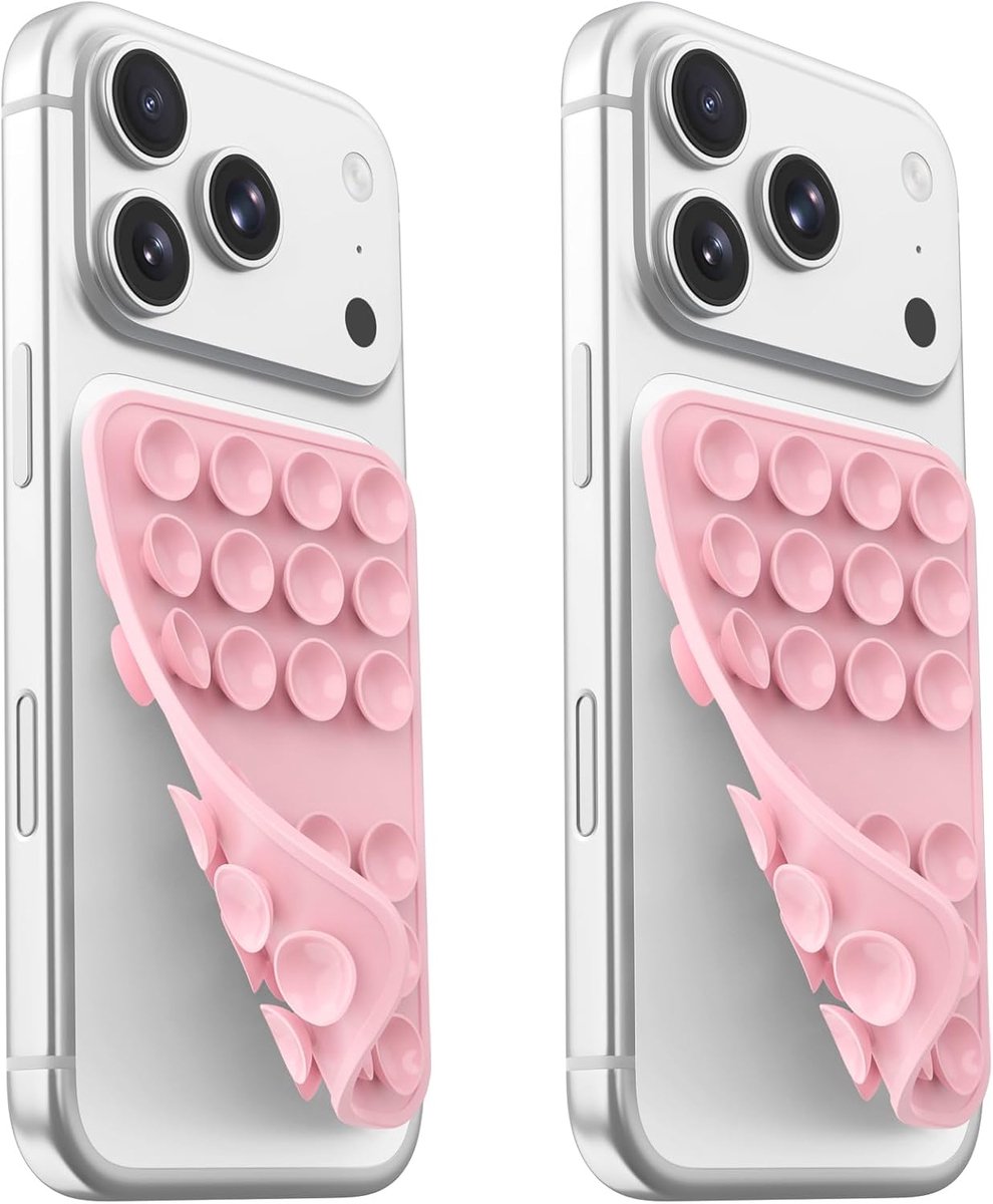 2 stuks siliconen zuignap telefoonhouder, veelzijdig inzetbaar, zelfklevend, telefoonhouder voor badkamer, zingen en fitnesstraining, werkt op tegels, glas en glad, roze