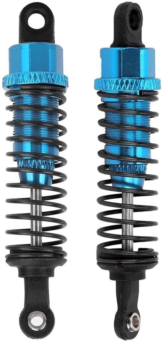 2 STUKS 1/16 Afstandsbediening Auto Schokdemper Lente, Draagbare Metalen Schokdemper Demper voor 1:16 RC Auto 70mm (Blauw)