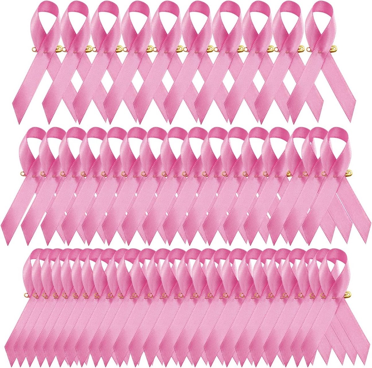 50 stuks roze lintspelden, borstkanker bewustzijn revers satijnen broche pinnen voor vrouwen meisjes mannen liefdadigheid openbare fondsenwerving, gedenktekens activiteit, overlevende campagne partij, openbare welzijn partij benodigdheden
