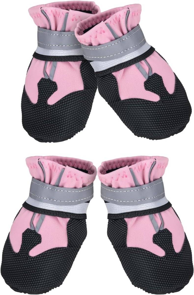 Schoenen voor honden, antislip, beschermende laarzen voor honden, waterdicht, voor kleine, middelgrote en grote honden (L, roze)
