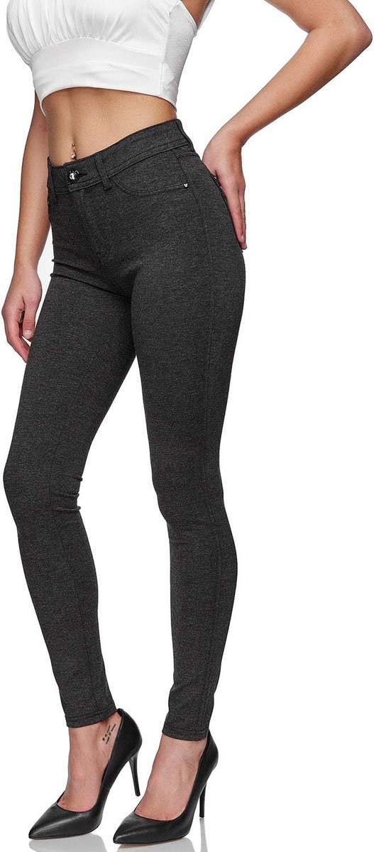 Stretch broek voor dames, skinny fit, jegging high waist, regular stofmix broek