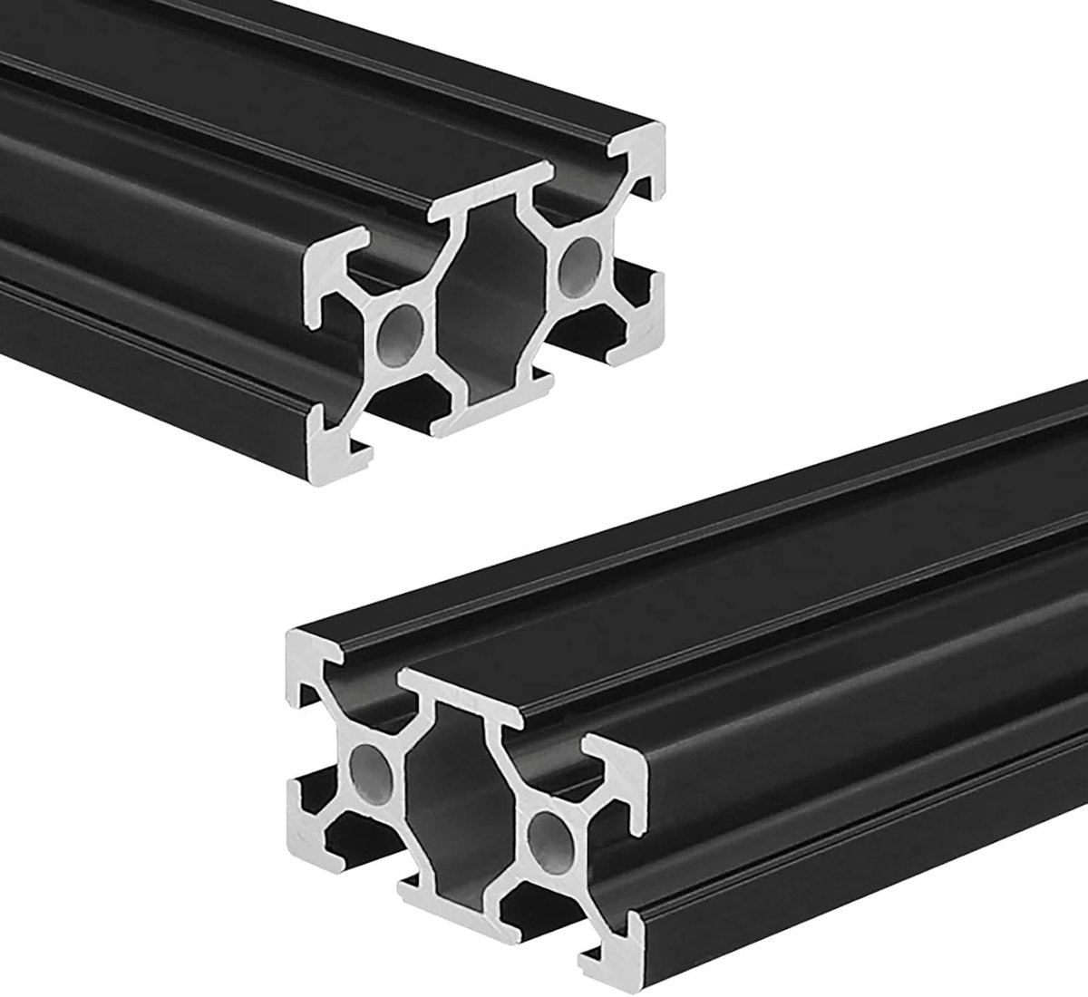 profiel, 200 mm, 2040 T, type, zwart, Europese standaard geanodiseerde lineaire rail, aluminium profieltrusie, 2 stuks, voor doe-het-zelf 3D-printers en CNC-machines