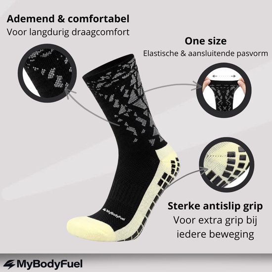 MyBodyFuel - Pilates Sokken - Antislip Sokken met Grip - Yoga Sokken - 2 Paar - One Size - Unisex - Zwart/Wit — afbeelding 3