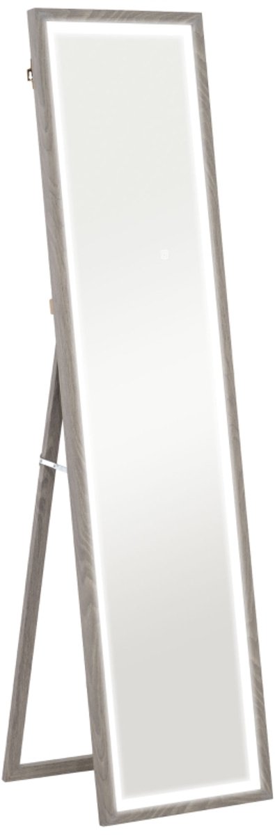 ZYLARO Passpiegels - LED - 40 x 160 cm - Touchbediening - Dimbaar - 3 Kleuren - Grijs