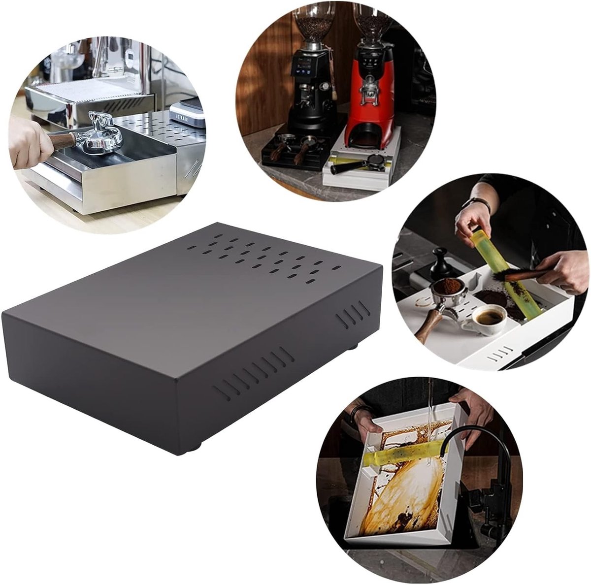 Espresso Knock Box voor Koffieafval met Antislip Basis - Ideaal voor Koffiemakers en Reinigingstools, Roestvrij Staal en Duurzaam Design