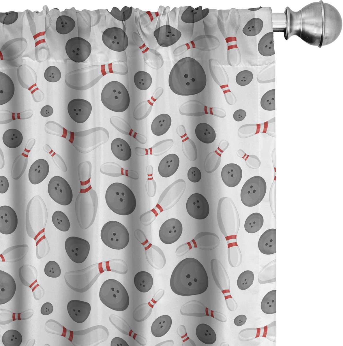 Set van 2 Decoratieve Gordijnen met Bowlingprint voor Woonkamer en Slaapkamer