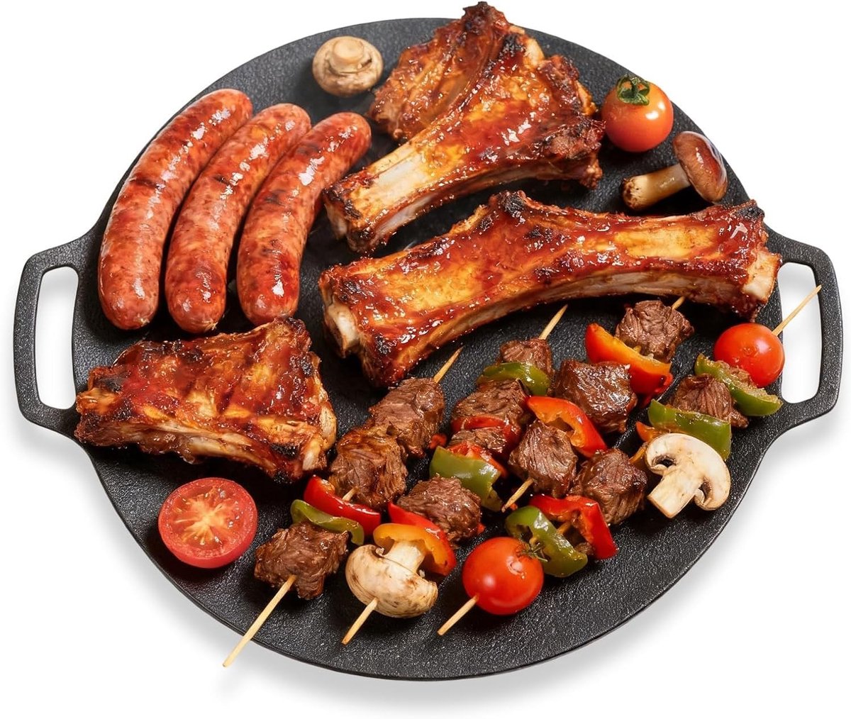 Ronde Premium BBQ Grillpan voor Gasfornuis - Anti-aanbakplaat voor Binnen en Buiten, Perfect voor Kamperen en Feestjes (25cm)