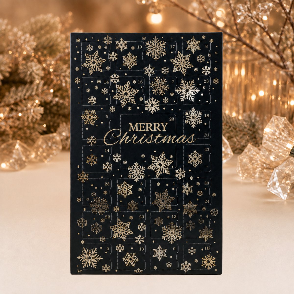 Luxe Waxmelt Adventskalender – Zwart met goud - 25 Days of Christmas - Handgemaakt - 100% Sojawax - Voor (elektrische) geurbrander - Dierproefvrij