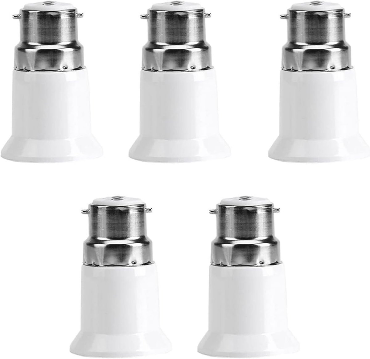 5 Stuks B22 naar E27 Adapter - Converter voor Lampen, Fittingen en Gloeilampen