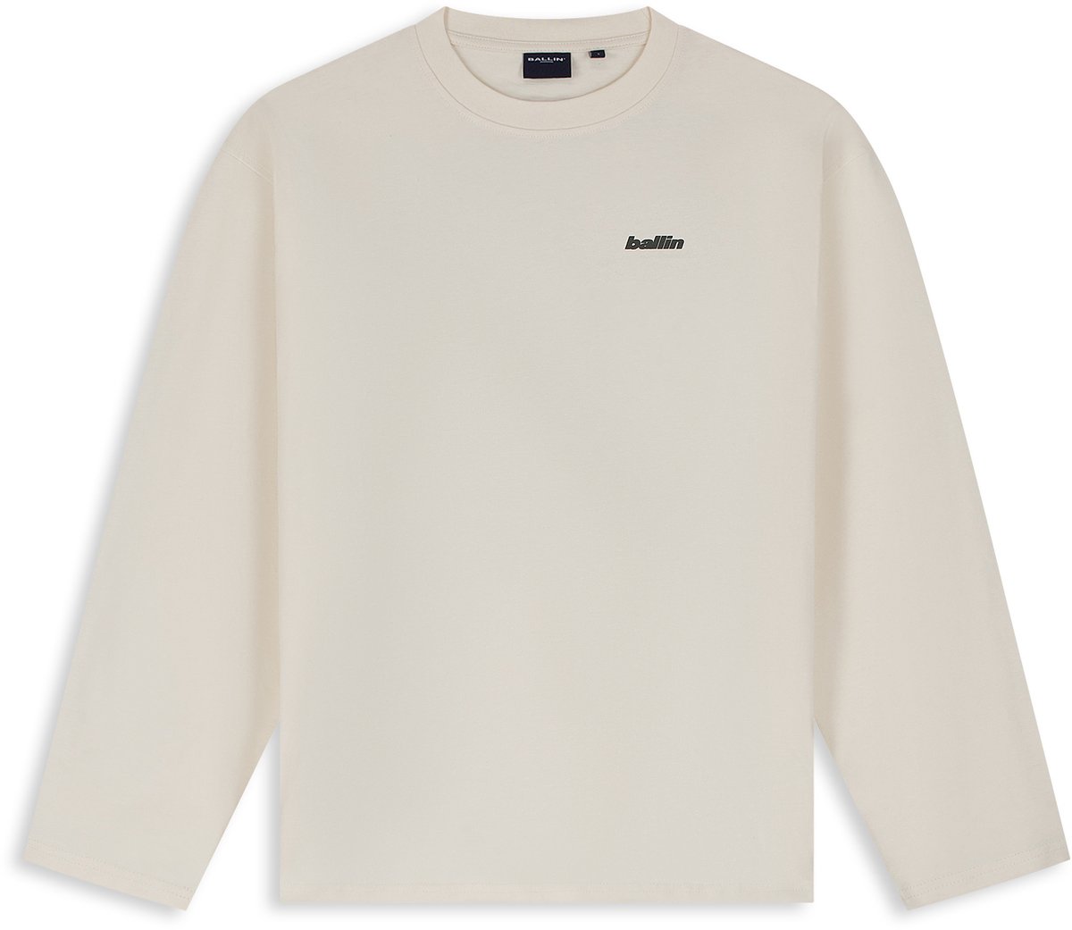 Ballin Amsterdam - Heren Loose fit T-shirts Crewneck LS - Ecru - Maat XXL