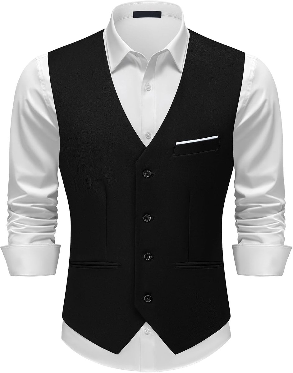 elegant, slim fit, verstelbaar, zakelijk, bruiloft, feest, vest met 4 knopen en echte zakken