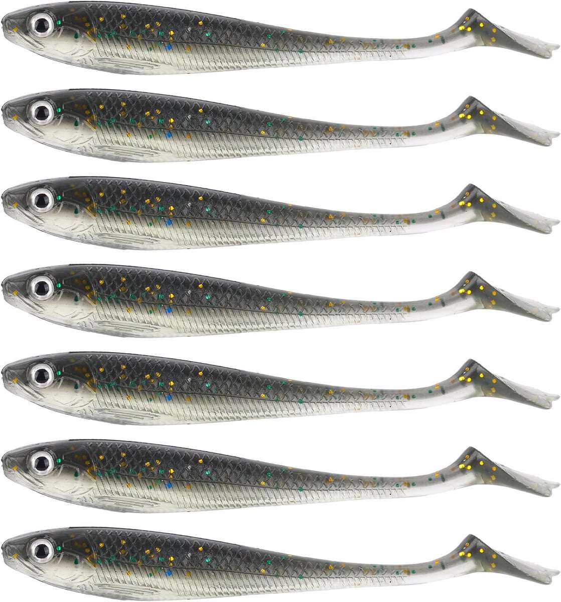 Zachte Aas, 7cm Levensachtige Zachte Kunststof Panfish Lokazen met Flits Inzet & Helder 3D Ogen Duurzame Vissenlokazen voor Crappie Baars Forel Snoek Visserij