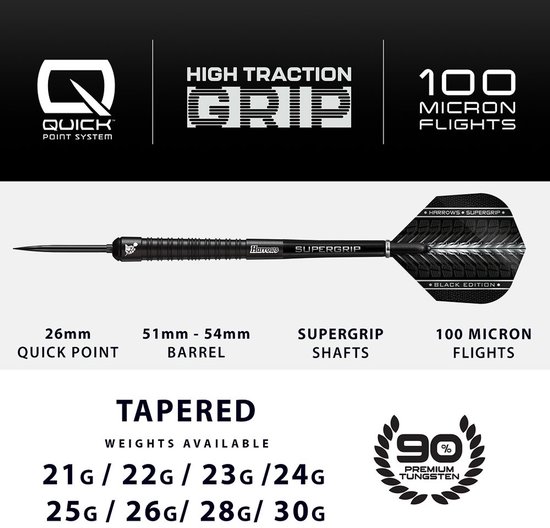 Harrows Supergrip Black Quick Point 90% - Dartpijlen van Harrows — afbeelding 3