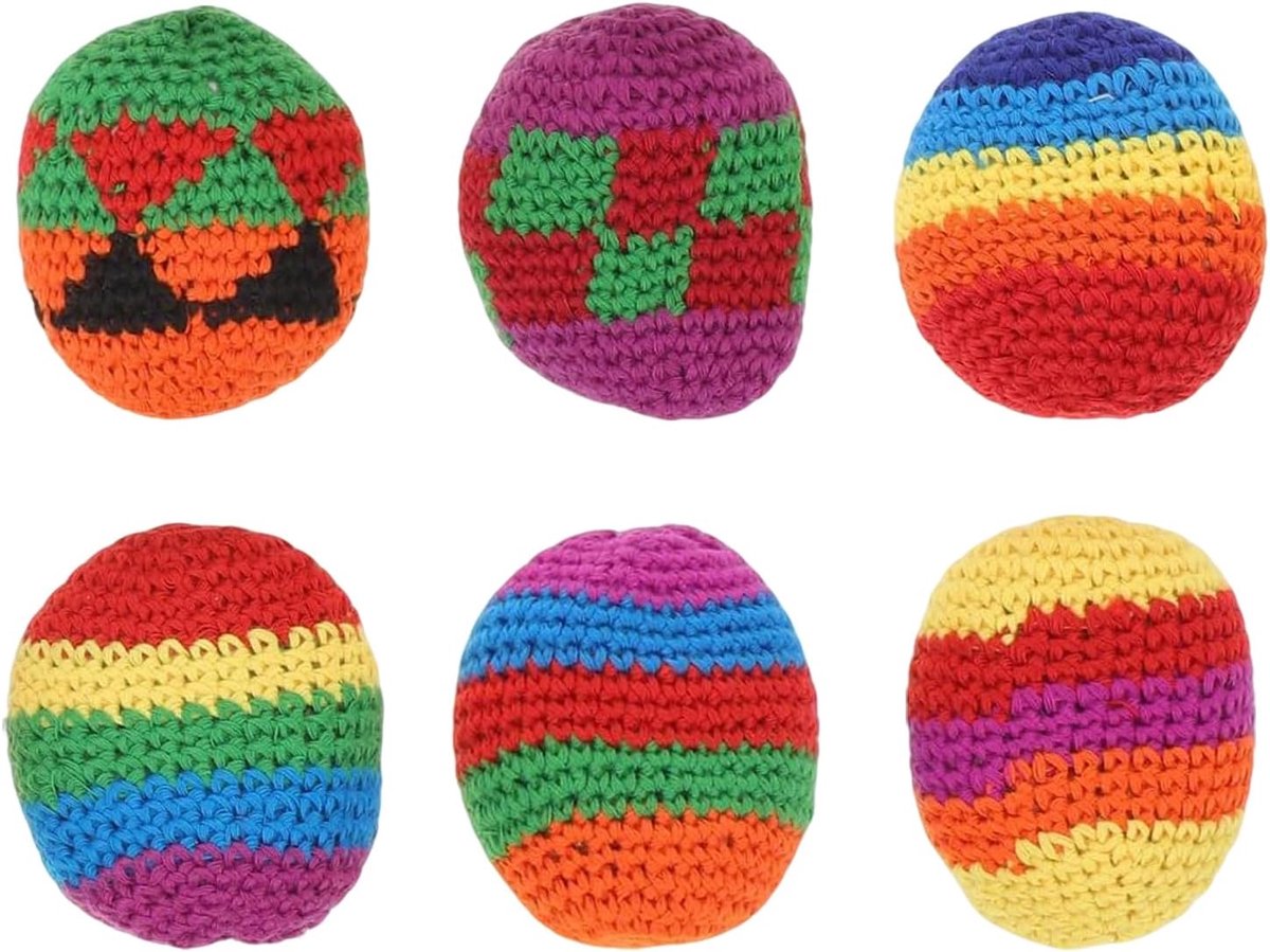 6 jongleerballen, 5 cm, gemakkelijk vast te pakken jongleerballen, leer/gehaakte ballen van kunstleer, duurzame gierstvulling voor jongens en meisjes (softbal)