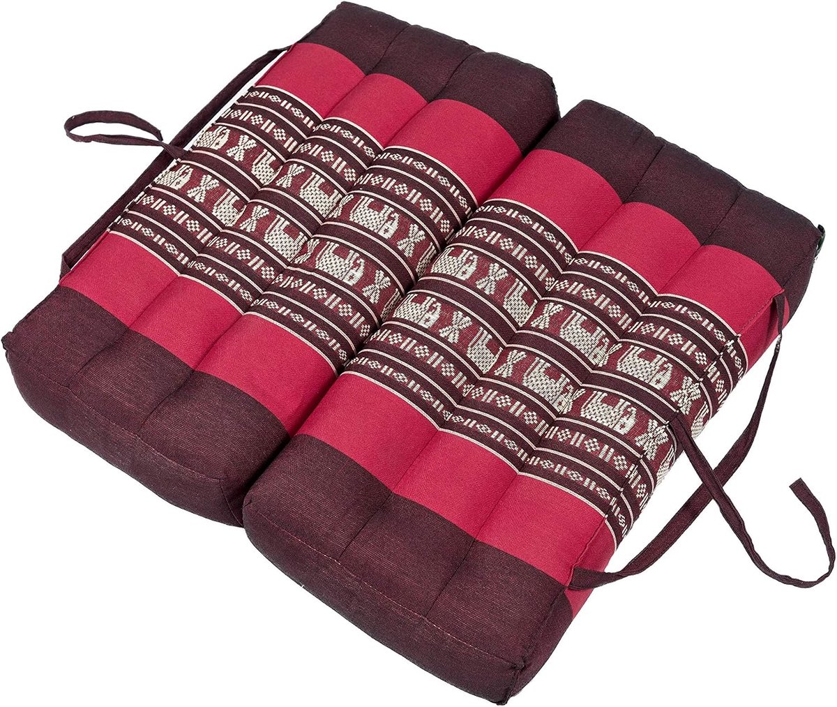 Opvouwbaar zitkussen 40x40 voor ontspanning, meditatie of yoga (olifanten rood)