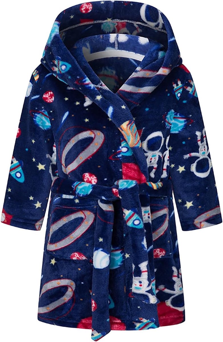 Badjas voor jongens, zachte en warme badjas voor kinderen, flanellen fleece badjas met capuchon voor kinderen